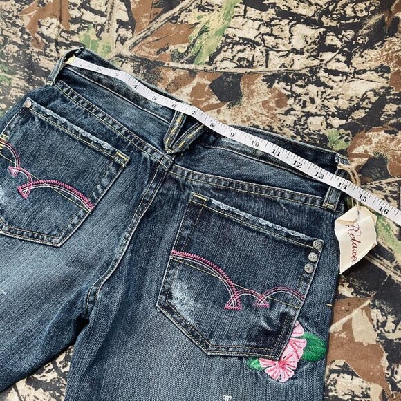BNWT deadstock Y2K tropical embroidered jeans - Picture 5 of 8